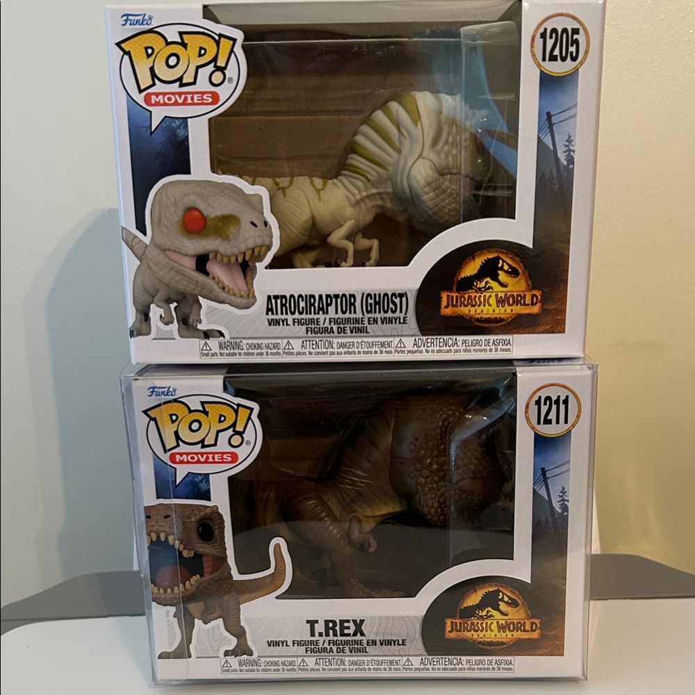 Funko Pop MOVIE T REX ATROCIRAPTOR Jurassic World Figures 1205 1211 NEW